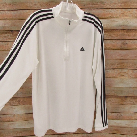 Adidas White 1/4 Zip Mock Neck Pullover Jacket - Picture 7 of 13